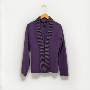 Women's Dialogue QVC Purple 100% Wool Blazer Jacket Coat Sweater Cardigan Medium
